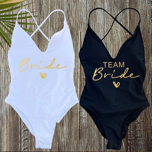 Sexy Padded One Piece Swimsuit Women Team Bride Swimwear Bikini Summer Bathing Suit Plus Size Beachwear Bachelorette Party Lady 260414BJ