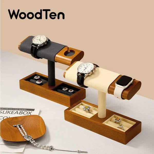 WoodTen Wooden Watch Stand Bracket Charger Dock Station Charging Holder for Apple Watch Stand Wrist Watch Jewelry Storage Rack c2604