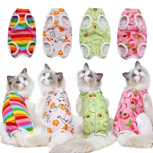 Cat Professional Recovery Suit for Abdominal Wounds or Skin Diseases Spay Suit for Female Cat Neuter Suit for Male Cats 260414