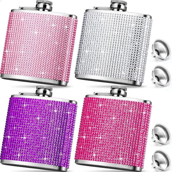 6oz Bling Hip Flask for Women Diamond Flasks Glitter Stainless Steel Leakproof For Wine Whiskey Liquor JT424 260415