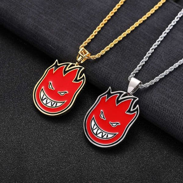 's new Jewelry cartoon double-sided fireman pendant necklace with colored Moissanite street style Hip Hop jewelry