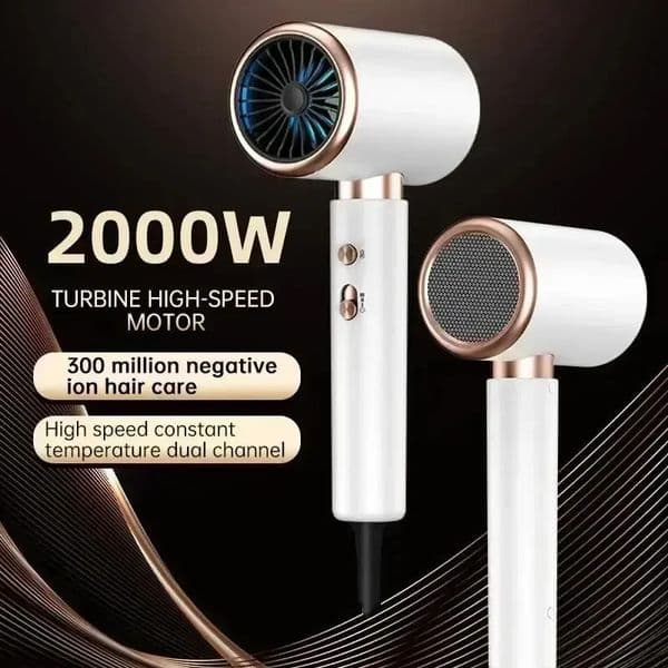 Ionic Hair Dryer 2000W Professional 3 Speed Dual Temp Low Noise Lightweight For Home Daily Use 260415
