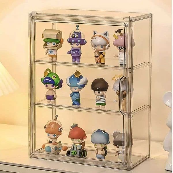 Transparent Dustproof Plu Toy Storage Box Doll Cotton Cloth Figure Display Stand Organizer Bin Case for He Storage jewelry c2604