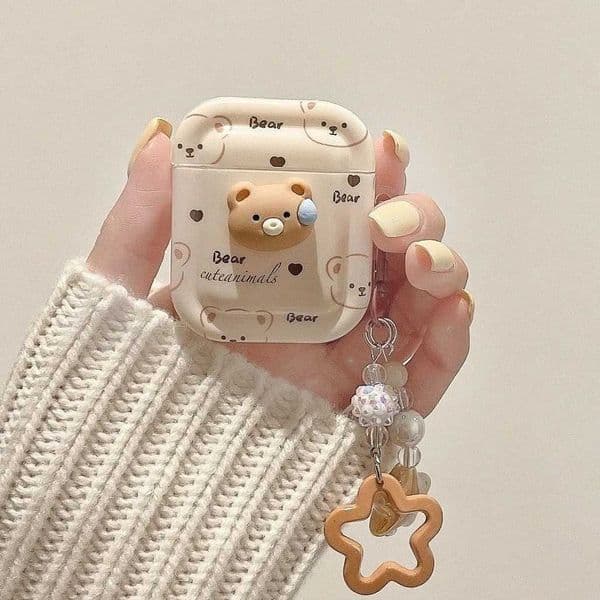 Cute Lovely Bear Headphone Protective Case TPU Material Suitable for AirPods 1/2/3/pro/pro2 Headphone Protective Case With Hook S26415