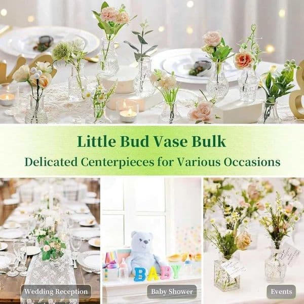 10PCS/SET Retro Relief Mini Glass Vase European Style Decorative Small Vase Set Elegant Crystal Clear Transparent Vase L260516{category}