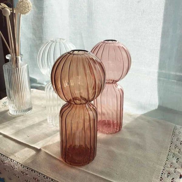 Glass Flower Vase For Home Decor Table Centerpiece Rustic Floral Vase Decorative Floor Vase Cozy Home Decor housewarming gift L260516