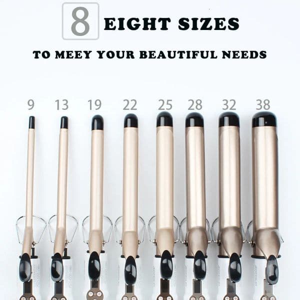 Temperature Setting Electric Hair Curler Long Curling Tong Wand 9-38mm Professional Hair Curling Iron LCD Screen 260415