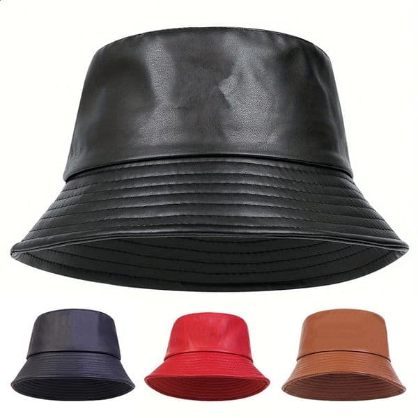 winter Fashion bucket hat Artificial leather windproof warm hats men women wild cap Panama fisherman caps gorras 260414