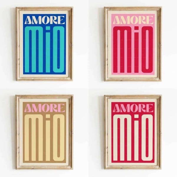 Modern Colorful Print Amore Mio Poster Wall Art Love Canvas Painting For Living Room Home Decor Valentines Day Gift Idea 26H0416