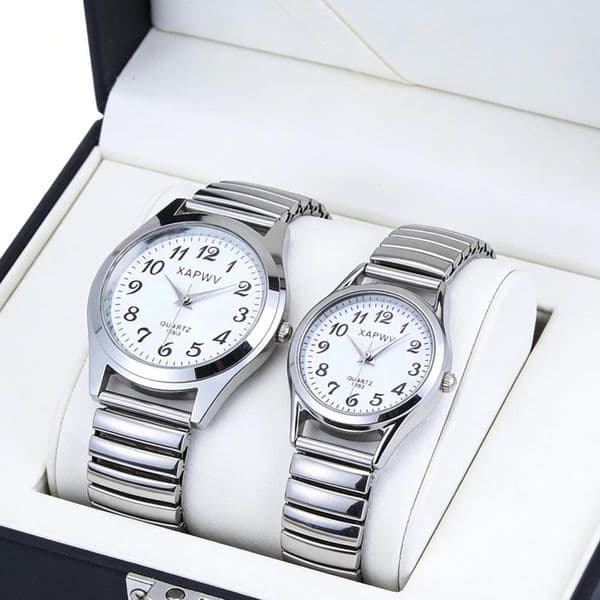 Wristwatches Simple And Stylish Couple's Quartz Watch Unisex Arabic Numeral Dial Comfortable Elastic Strap