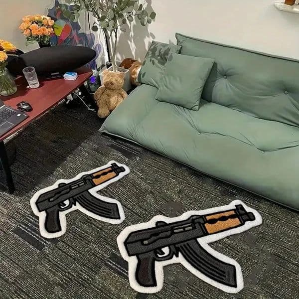 Comfortable And Slip-Resistant Bedroom Bedside Rug Home Decoration Item Cartoon-Style Rifle Carpet 260416