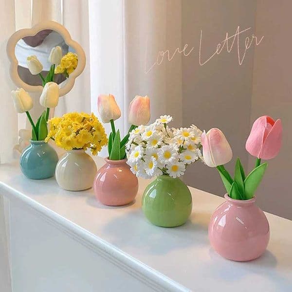 Mini Small Ceramic Vase for Simulating Flowers Home Living Room Bedroom Decoration Office Desktop Ornament Gift for Friends L260516