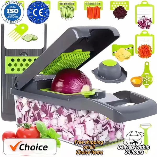 Luxury Designer Decor 1416-In-1 room Vegetable Chopper: Multifunctional Kitchen Tool For Effortless Food Prep Decoration Home 12
