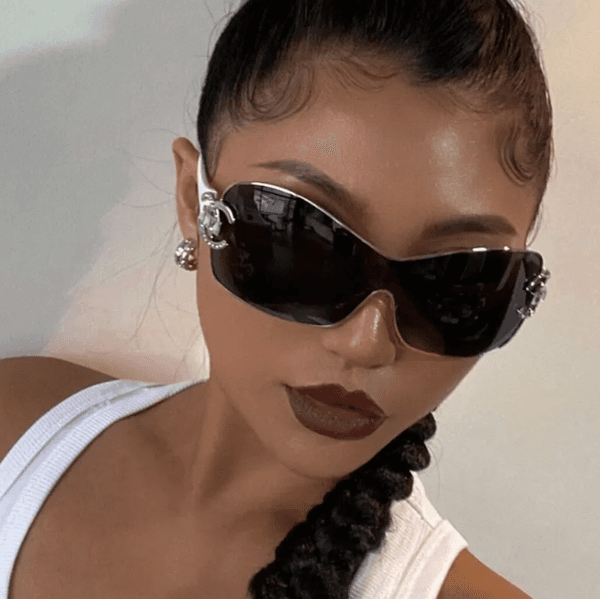 Rimless Y2K Oversized Sunglasses Designer Luruxy Glasses Pattern Fashion For Womens And Mens Travel Driver A2