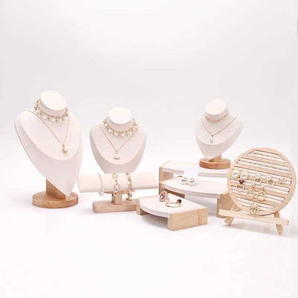 1pc Wood Jewelry Display Rack Pendant Necklace Bracelet Earrings Ring Storage Stand Holder Counter Jewellery Showcase Organizers c2604