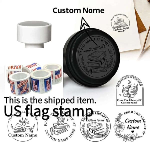 wholesale Discounted sale US 2017-2025 Flag rolls Custom Book Self Inking Stamp Personalized Library Stamps Seal For Teacher 2022345
