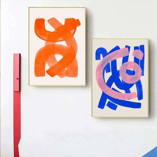 Modern Abstract Mid Century Watercolor Brush Strokes Poster Orange Canvas Print Painting Wall Art Picture Living Room Home Decor 26H0416