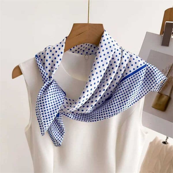 New Luxury Brand 2026 Dot Print Square Silk Scarf for Women Hijab Hair Bands 70cm Neckerchief Female Satin Shawl Ribbon Headband H260416