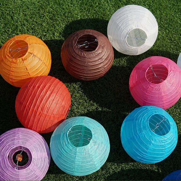 10pcs Spring Festival Round New Year's Handicraft Lanterns, Available Various Colors, DIY Venue Decoration Paper Crafts In Stock