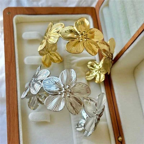 LATS New Personality Wide Flower Bracelet Opening Geometric Adjustable Hand Jewelry Wholesale H260416