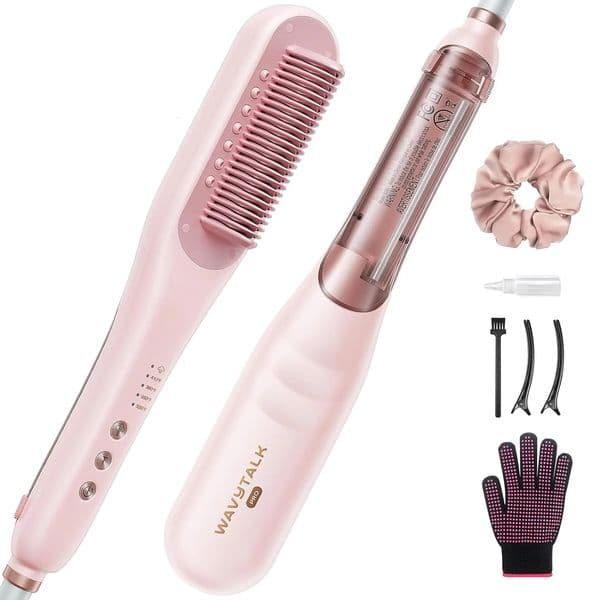 Pro Steam Hair Straightener Brush 3-in-1 Styling Tool with Steam for Damage Reduction and Fast Straightening 260415
