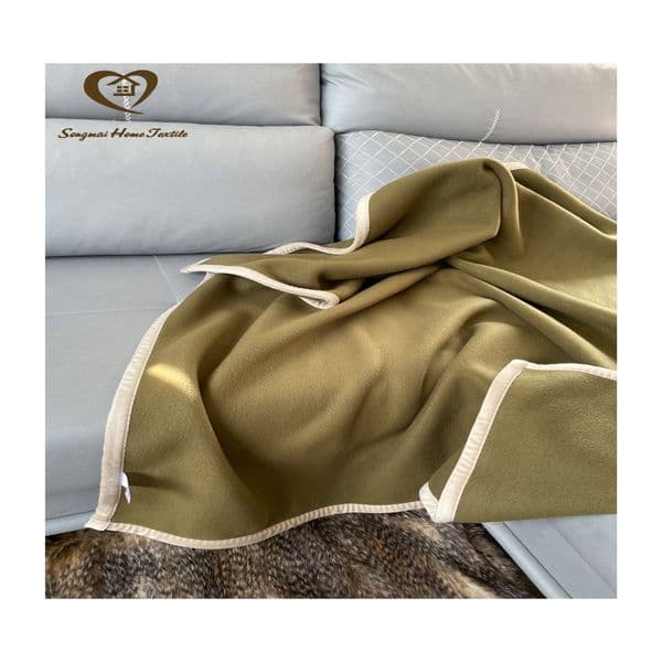 100 Polyester Custom Design Double-Sided Wool Plain Weave for Bed and Sofa Soft Touch Blanket Y260525