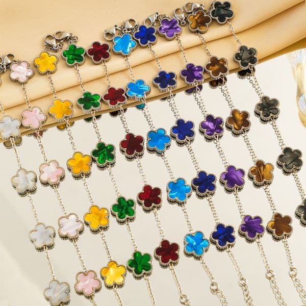 Designer Bracelet Four-leaf Clover Five-flower Laser Classic Slim White Mother-of-pearl Lucky Bracelet for Women