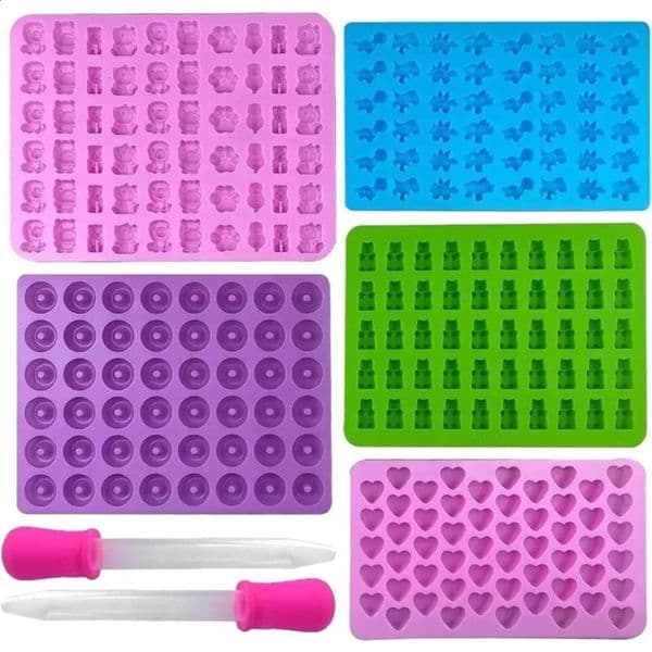 Luxury Designer Decor 7Piece Mini Gummy Mold Silicone room Chocolate With Dropper Food Grade Jelly Bear Cake Candy Tool Baking 240830 Decora 2