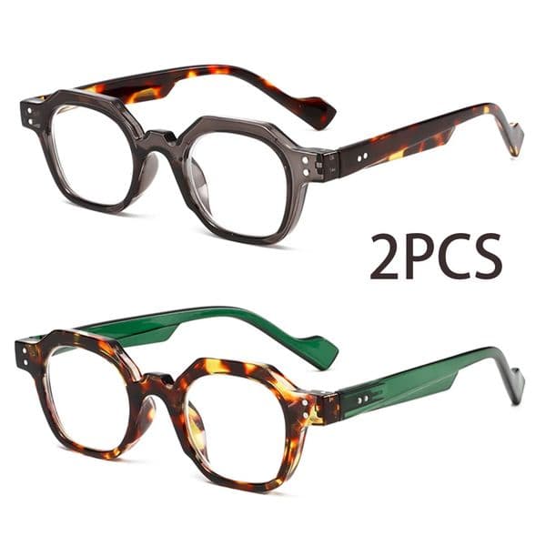 2PCS Two pairs of stylish and comfortable largeframed reading glasses blue light resistance suitable for both men women 260415