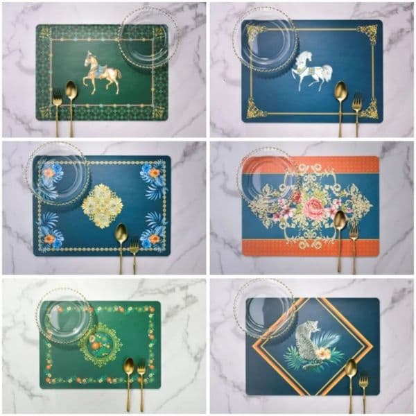 Luxury Designer Decor Affordable Fashion Pu Waterproof Oil-Proof Western-Style room Placemat Double-Layer Mat Placemats Leather Table Mats D 3