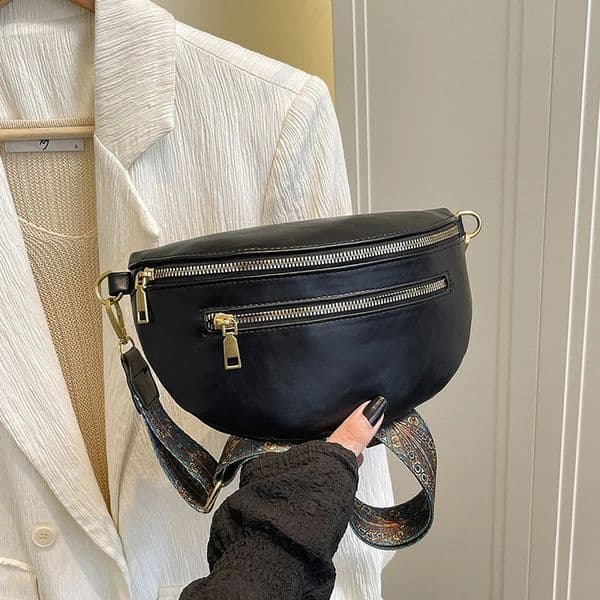 Womens Fashion Simple Versatile Zippered Chest Bag Waist Bag with Adjustable Straps Lightweight and Durable Premium Feel 260415BJ