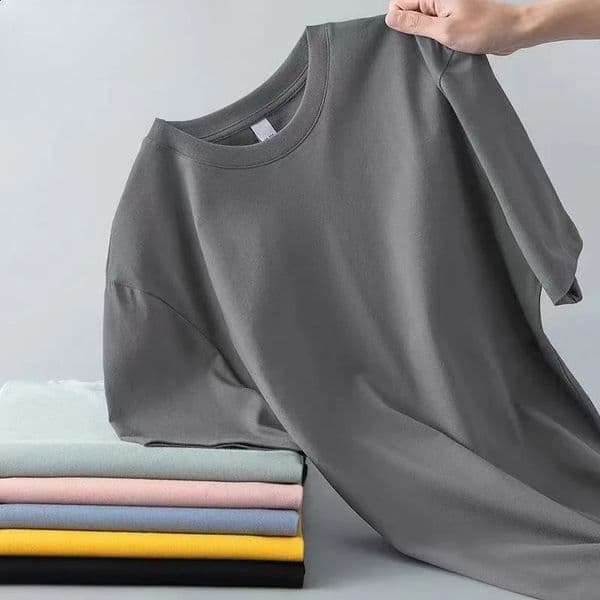 100 Pure Cotton Round Neck Short Sleeved T-shirt for Men and Womens Summer Versatile Loose Solid Color Mens T-shirt 260415