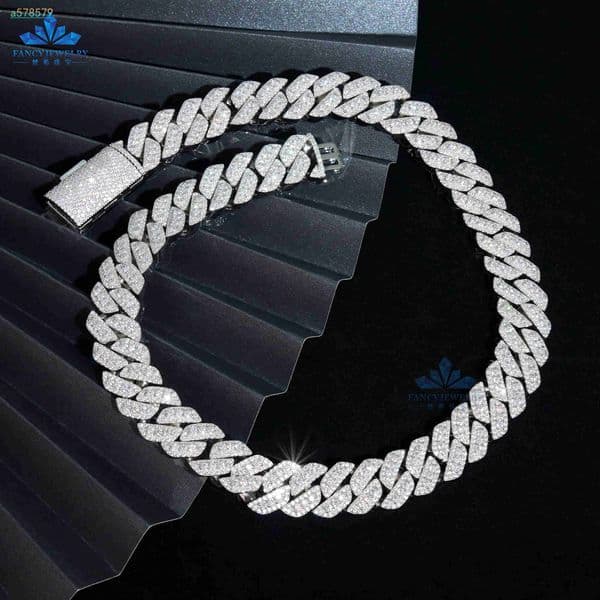 Cadena de eslabones cubanos de Hip Hop de Plata de Ley 925 para hombres y mujeres D VVS Moissanite Diamond Iced Out 18MM collar