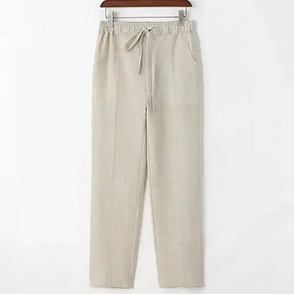Mens Beach Pants Joggers Streetwear Cotton Linen Sweatpants Casual Hawaiian Vacation Loose Summer Straight Male 260415