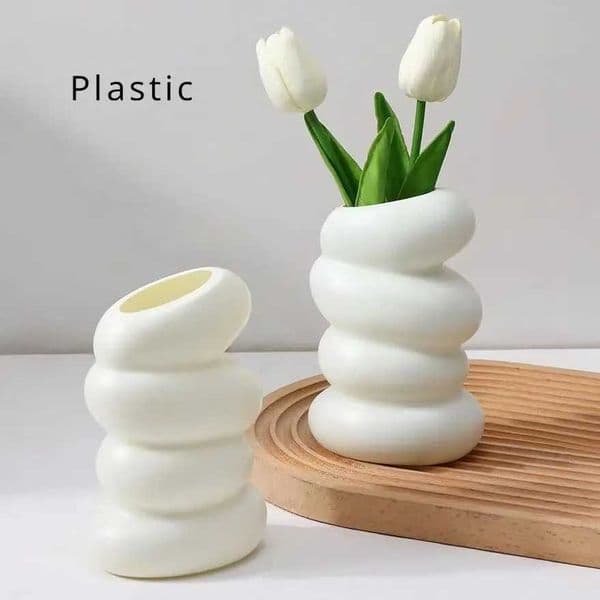 Plastic Spiral White Vase Nordic Creative Flower Arrangement Container For Kitchen Living Bedroom Home Decoration Ornament L260516