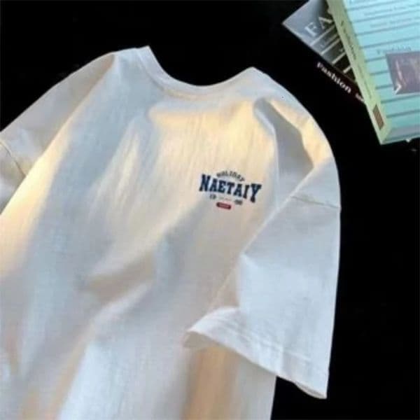 Men Oversized Fashion Loose American Vintage Letter Print Short Sleeve Round Neck Versatile Trend Couple outfit 260324