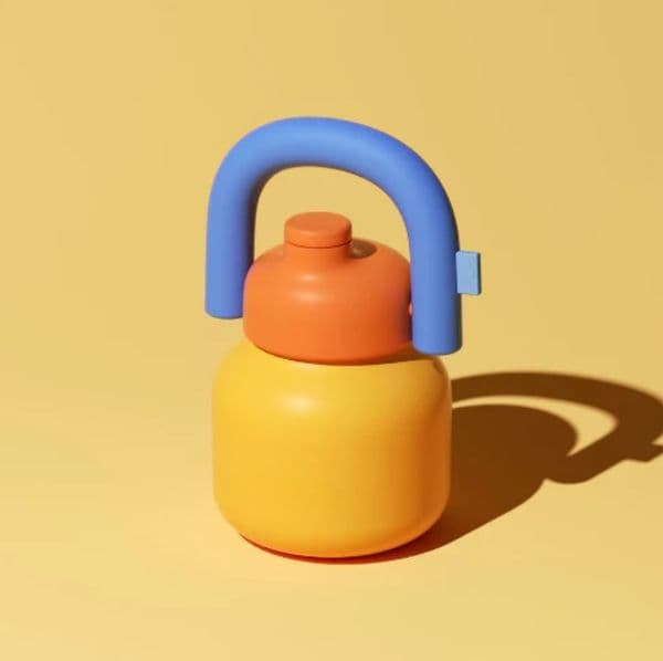 SUS 316 Stainless Steel Vacuum Insulated Thermos 1000ml with Pop Up Straw U Shaped Handle Non Slip Rubber Base Adjustable Shoulder Strap for Travel School Work