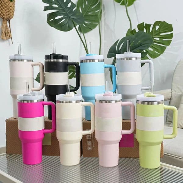 Luxury Designer Decor Large Capacity 40Oz Vacuum Insulated Stainless Steel 304 Car Thermos Bottle With Handle Portable Cooling Power Cup A1 8