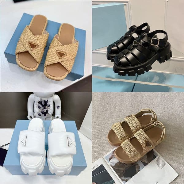 Designer slippers women's sandals beach shoes luxury platform slippers woven sandals, flip-flops