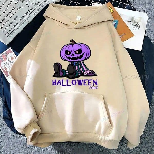Women's Hoodies Halloween 2026pumpkin Pullovers Casual Loose Unisex Long Sleeve Sweatshirts Style Harajuku Uniqe Hoodie Fall Clothes