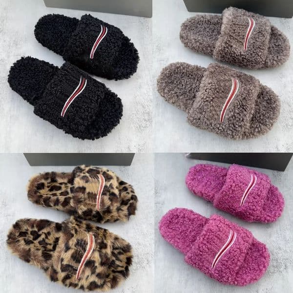 furry slides fur slides sandals designer women slide miss sandal Luxury Slides Designer men women Slippers Ladies Wool Winter Fur Fluffy Furry Warm Comfortable 35-47