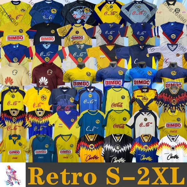 87 1988 97 13 14 Retro Club America Soccer Jerseys LIGA MX O.PERALTA C.DOMINGUEZ men Long Sleeves Uniform MATHEUS MEXICO P.AGUILAR 95 98 99 0405 Football Shirt Men kids kit