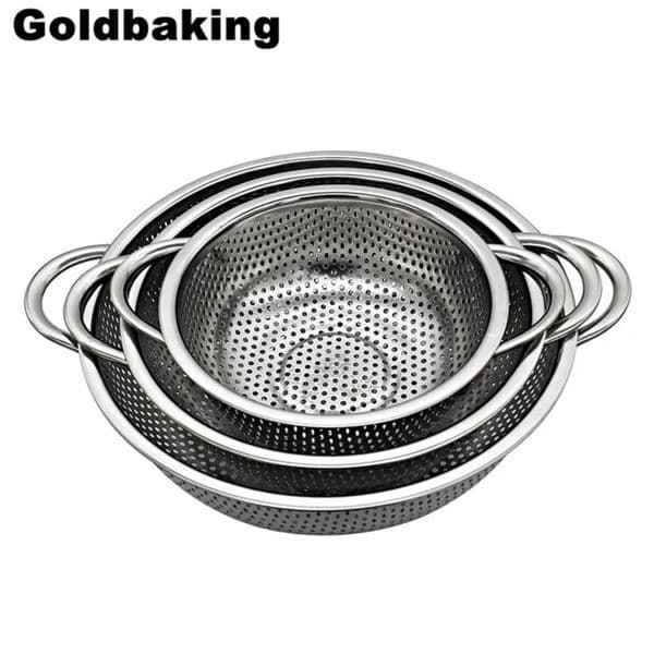 Luxury Designer Decor 3 Pieces Stainless Steel Colander Kitchen Strainer Set room Decoration For Home 10