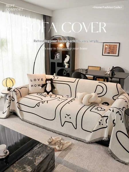 Home Living Room Sofas Covers Chenille Sofa Towel Cover Blanket Plush Double Sided Use 3 Seater And 2 Seater Furniture Cover H260416