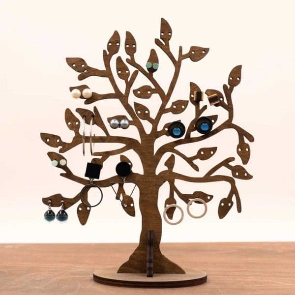 Vintage Wooden Jewelry Rack Tree Shaped Earrings Necklace Bracelet Ring Display Storage Stand Jewellery Organizer Showcase Props c2604