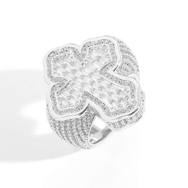Jewelry Hip Hop cross dazzling micro-inlaid T-shaped Moissanite men's ring available for dropshipping