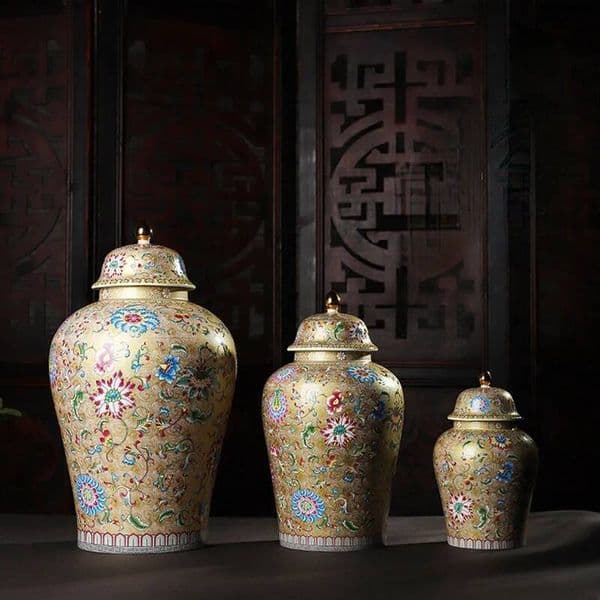 Bestseller Colored Flowers Ceramic Jar Flower Arrangement Vases Handicrafts Ornaments Tea Storage Containers General Cans Home Decor Ddmytues