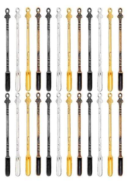 Luxury Designer Decor Spoons 24Pcs Mini Shovel Snuff Spoonhanging Hole Spoon For Filling Vials With Salts room Necklace Decoration For Home 3