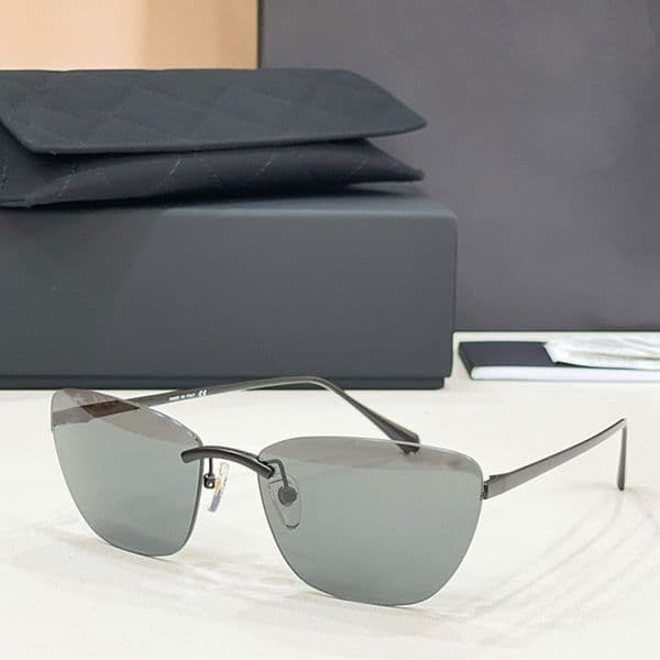 CH4286T Women Fashion Gradient Color Sunglasses Frameless Rectangular Cat Eye Lens Metal Thin Edge Leg UV Protection Gender Neutral Wind