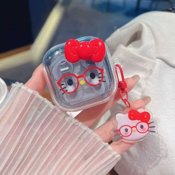 Cute Cartoon Glasses KT Case for Samsung Galaxy Buds 4 / Buds 4 Pro Wireless Bluetooth Headset Protective Cover with Keychain S26415